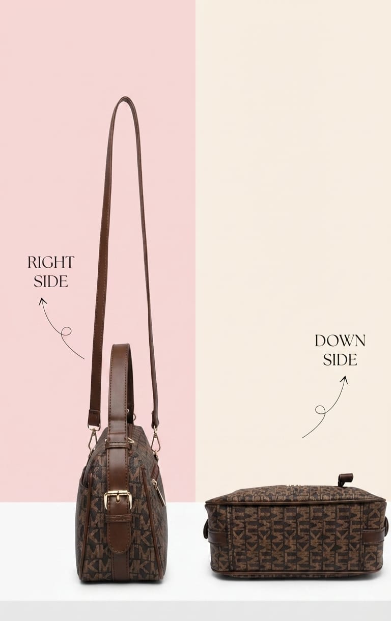 Imported Premium PU Leather Sling Bag for Girls | 3-Zip 3-Compartment Crossbody Bag