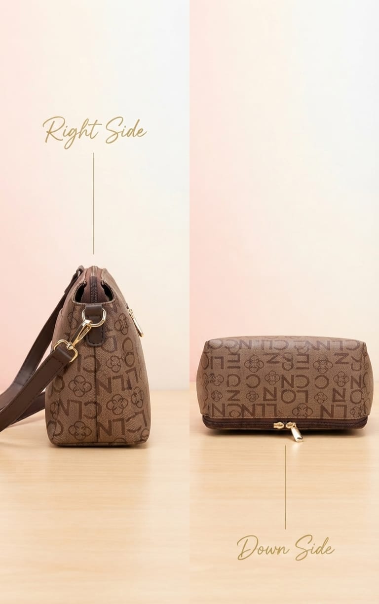 Imported Premium PU Leather Sling Bag for Girls | 3-Zip 3-Compartment Crossbody Bag