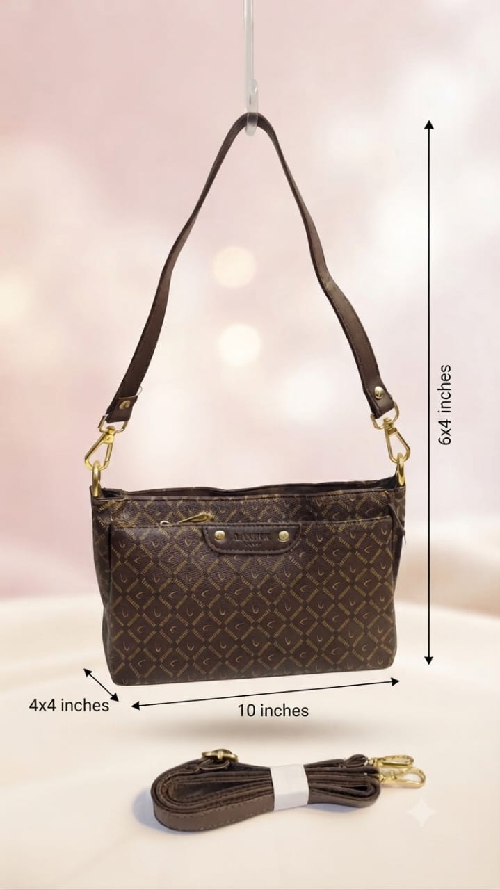 Imported Premium PU Leather Sling Bag for Girls | 3-Zip 3-Compartment Crossbody Bag
