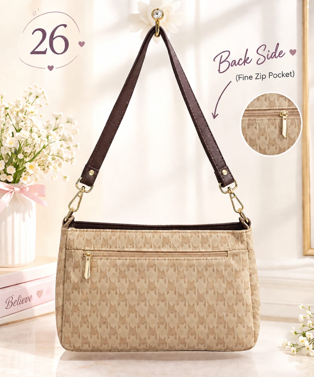 Imported Premium PU Leather Sling Bag for Girls | 3-Zip 3-Compartment Crossbody Bag