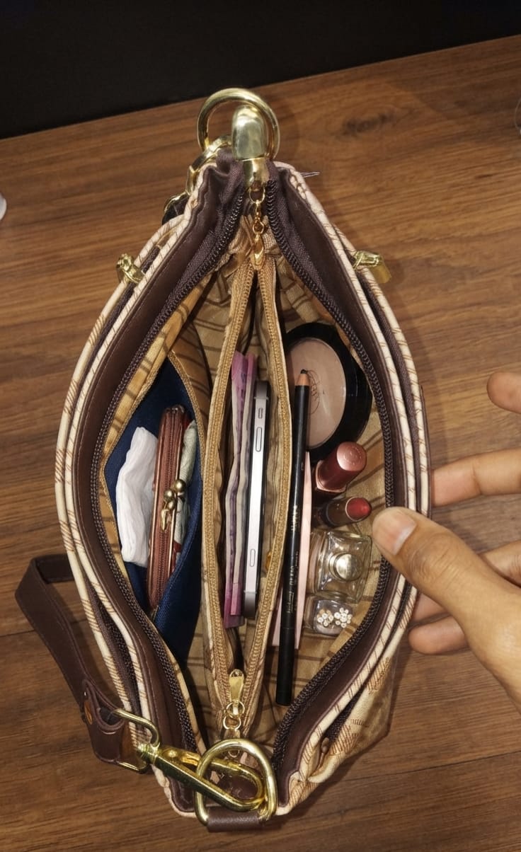 Imported Premium PU Leather Sling Bag for Girls | 3-Zip 3-Compartment Crossbody Bag
