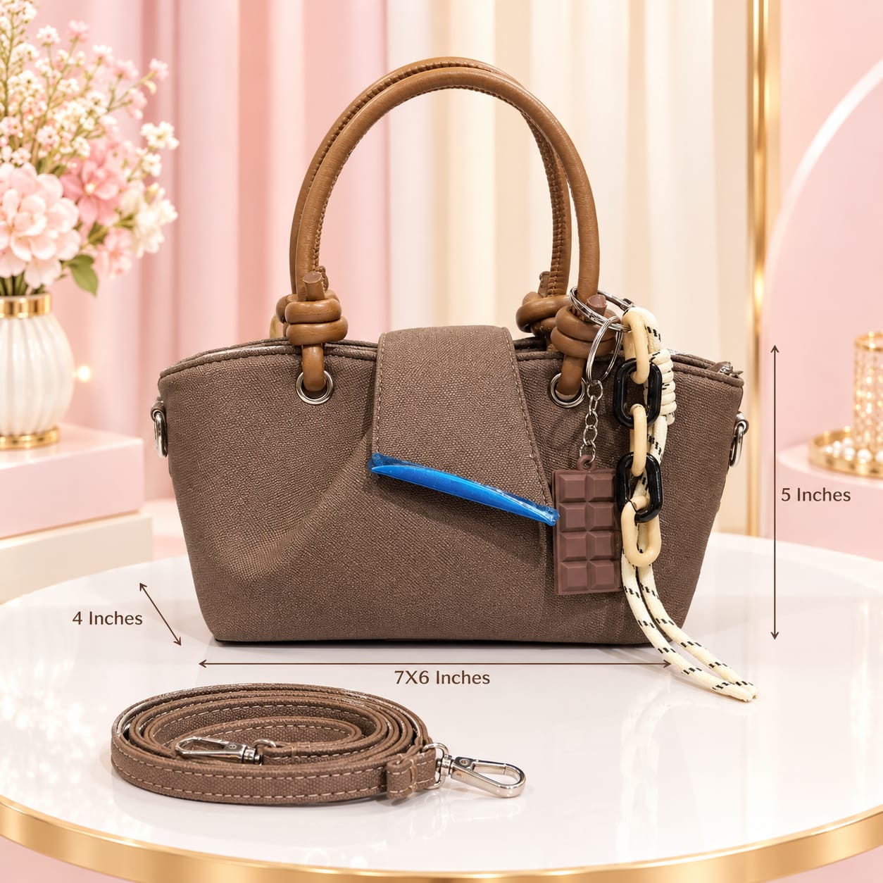 Imported Premium PU Leather Sling Bag for Girls | Compact 2-Compartment Daily Crossbody Bag
