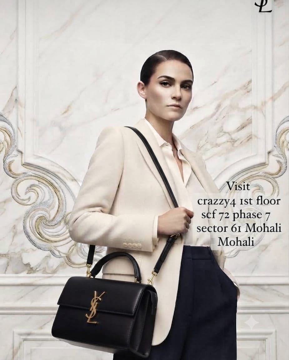 YSL Premium PU Leather Sling Bag with Top Handle | 3-Compartment Flap & Zip Crossbody Bag