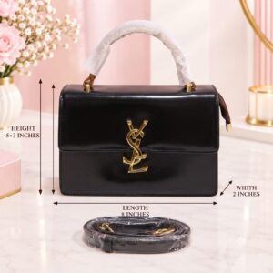 YSL Premium PU Leather Sling Bag with Top Handle | 3-Compartment Flap & Zip Crossbody Bag