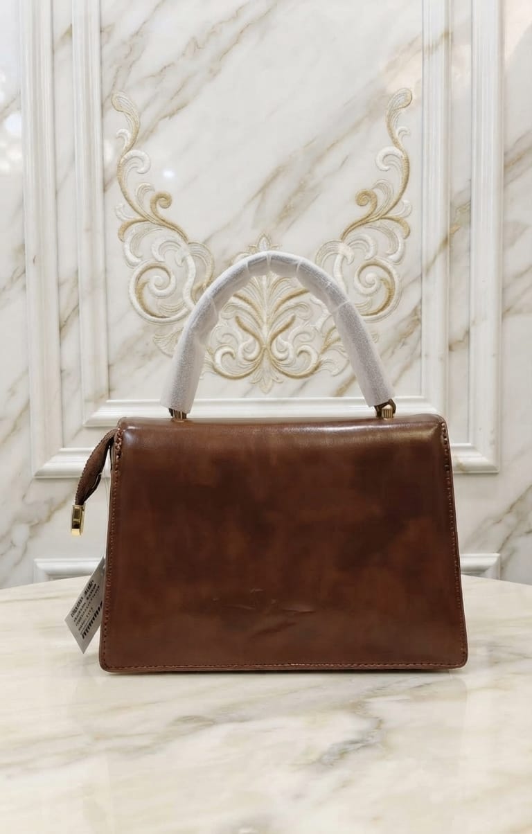 YSL Premium PU Leather Sling Bag with Top Handle | 3-Compartment Flap & Zip Crossbody Bag