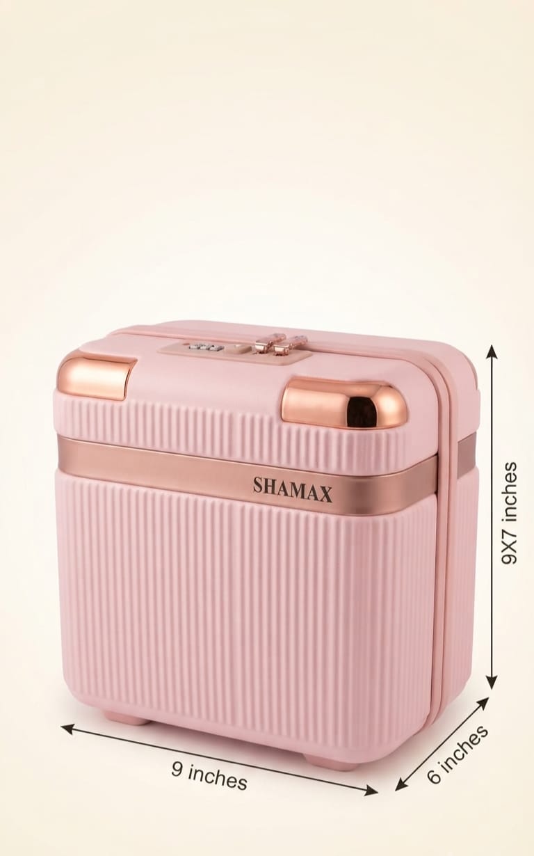 Shamax Premium Fiber Makeup Kit & Cosmetic Organizer Bag | 2-Compartment Mesh Travel Vanity Case