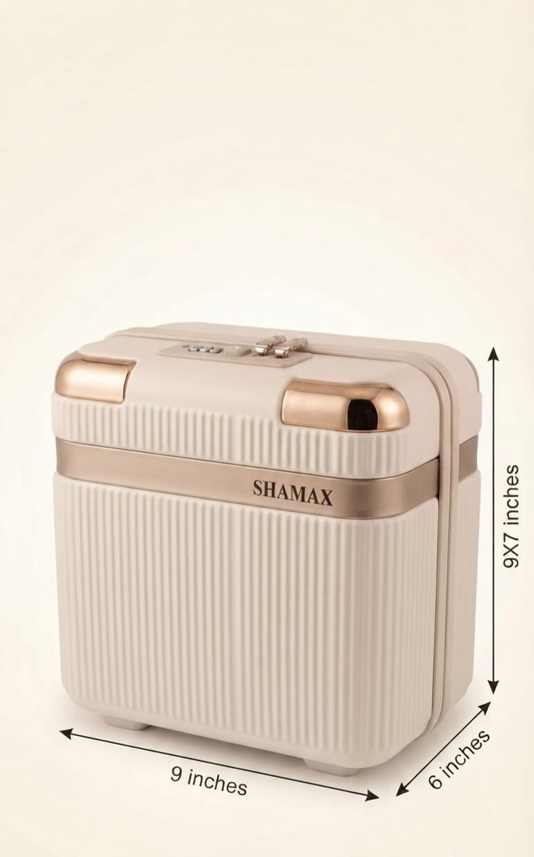 Shamax Premium Fiber Makeup Kit & Cosmetic Organizer Bag | 2-Compartment Mesh Travel Vanity Case