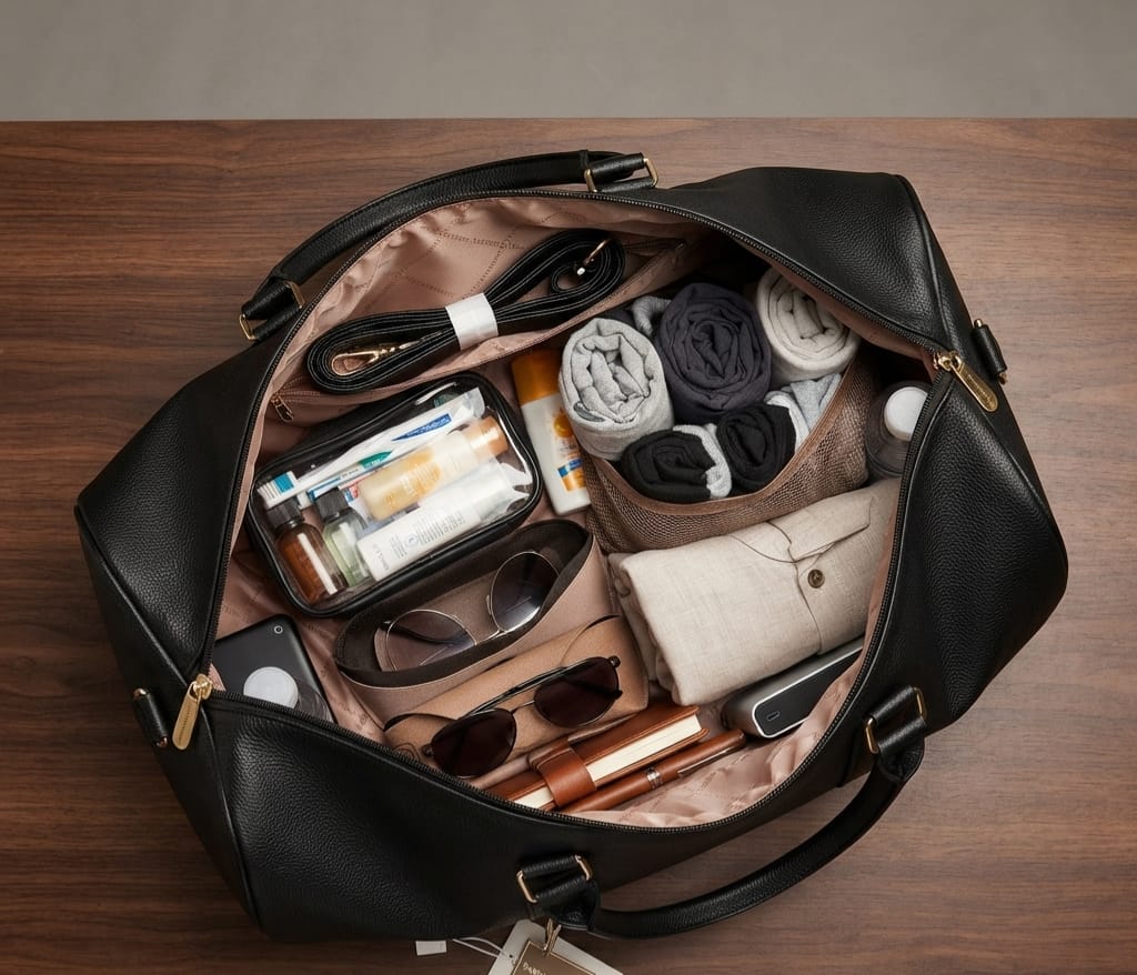 Peris & Classic Premium PU Leather Travel Duffle Bag | Spacious 3-Compartment Overnighter & Weekend Holdall
