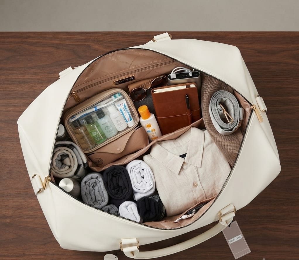 Peris & Classic Premium PU Leather Travel Duffle Bag | Spacious 3-Compartment Overnighter & Weekend Holdall
