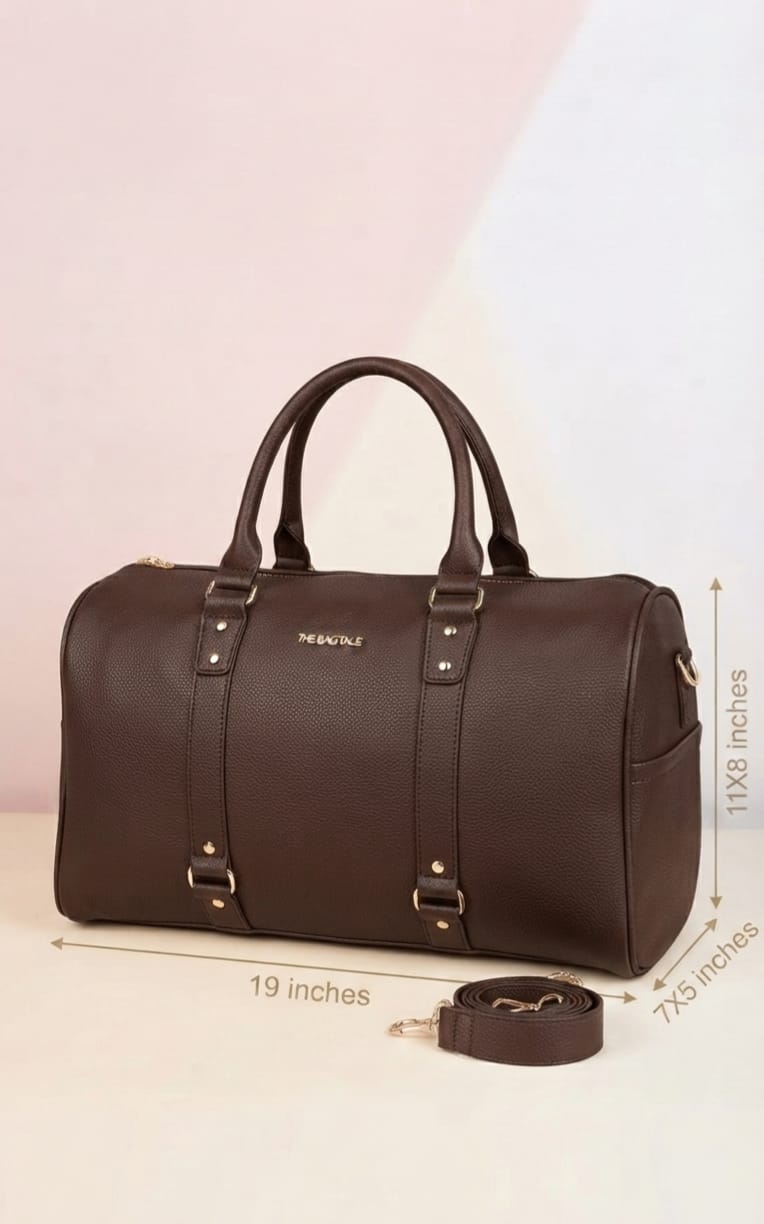 Peris & Classic Premium PU Leather Travel Duffle Bag | Spacious 3-Compartment Overnighter & Weekend Holdall
