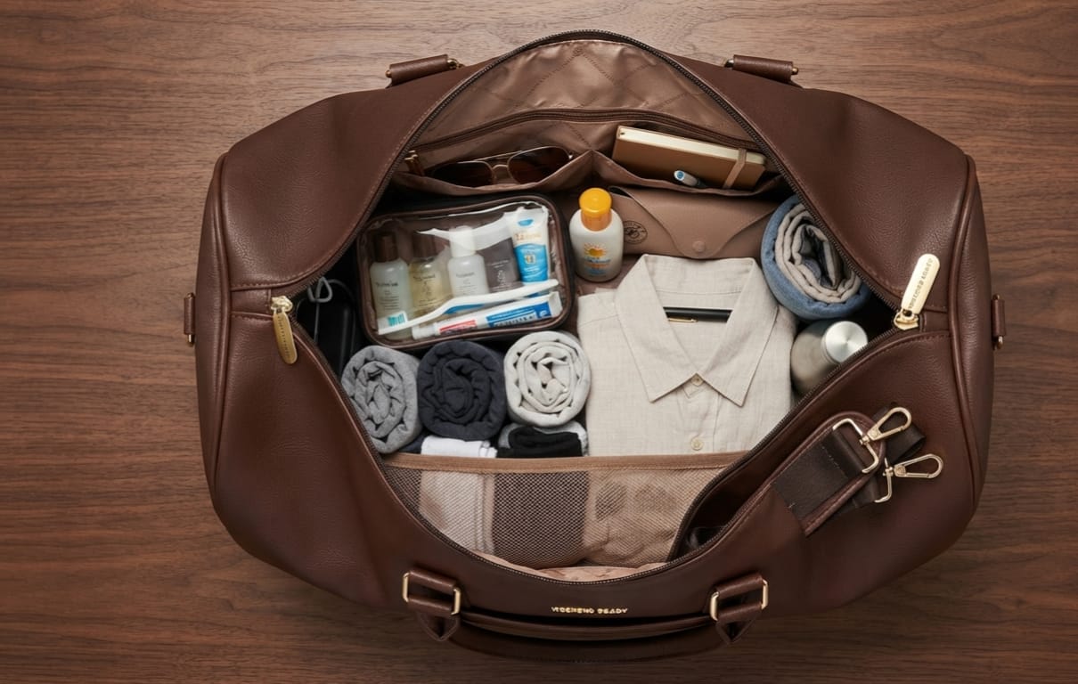 Peris & Classic Premium PU Leather Travel Duffle Bag | Spacious 3-Compartment Overnighter & Weekend Holdall