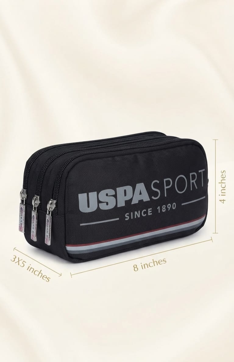 USPA Sport Premium PU Leather Shaving Kit for Men | Travel Toiletries & Grooming Organizer Pouch