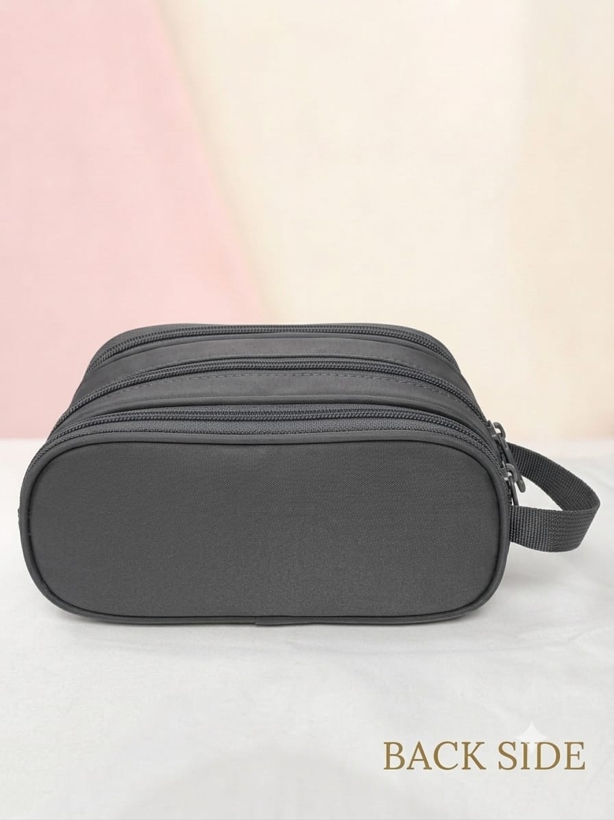 Rytham Premium Pure Sateen Shaving & Accessories Travel Kit | 3-Zip Multi-Compartment Toiletry & Pouch Organizer
