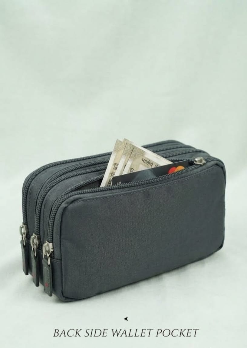 Rytham Premium Pure Sateen Shaving & Accessories Travel Kit | 3-Zip Multi-Compartment Toiletry & Pouch Organizer
