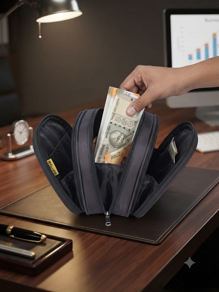 Rytham Premium Pure Sateen Shaving & Accessories Travel Kit | 3-Zip Multi-Compartment Toiletry & Pouch Organizer