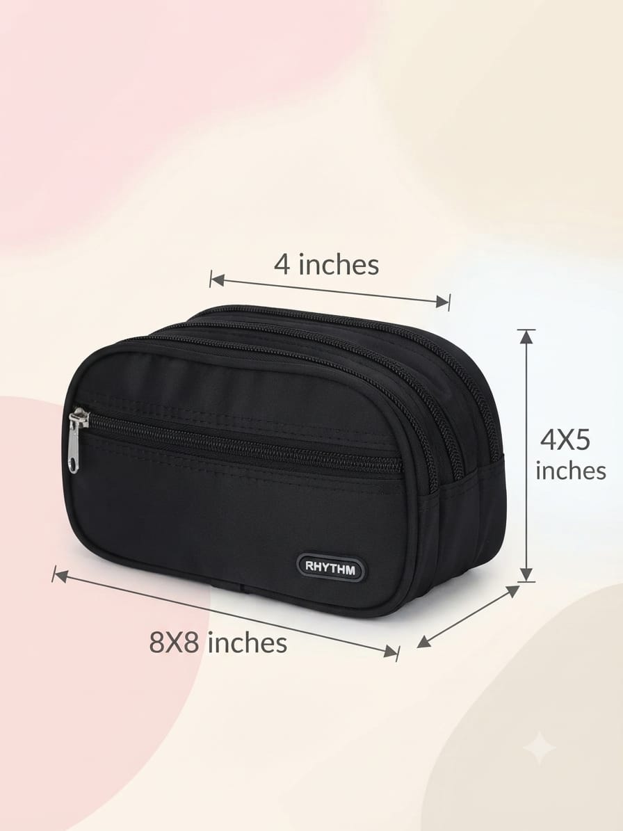 Rytham Premium Pure Sateen Shaving & Accessories Travel Kit | 3-Zip Multi-Compartment Toiletry & Pouch Organizer
