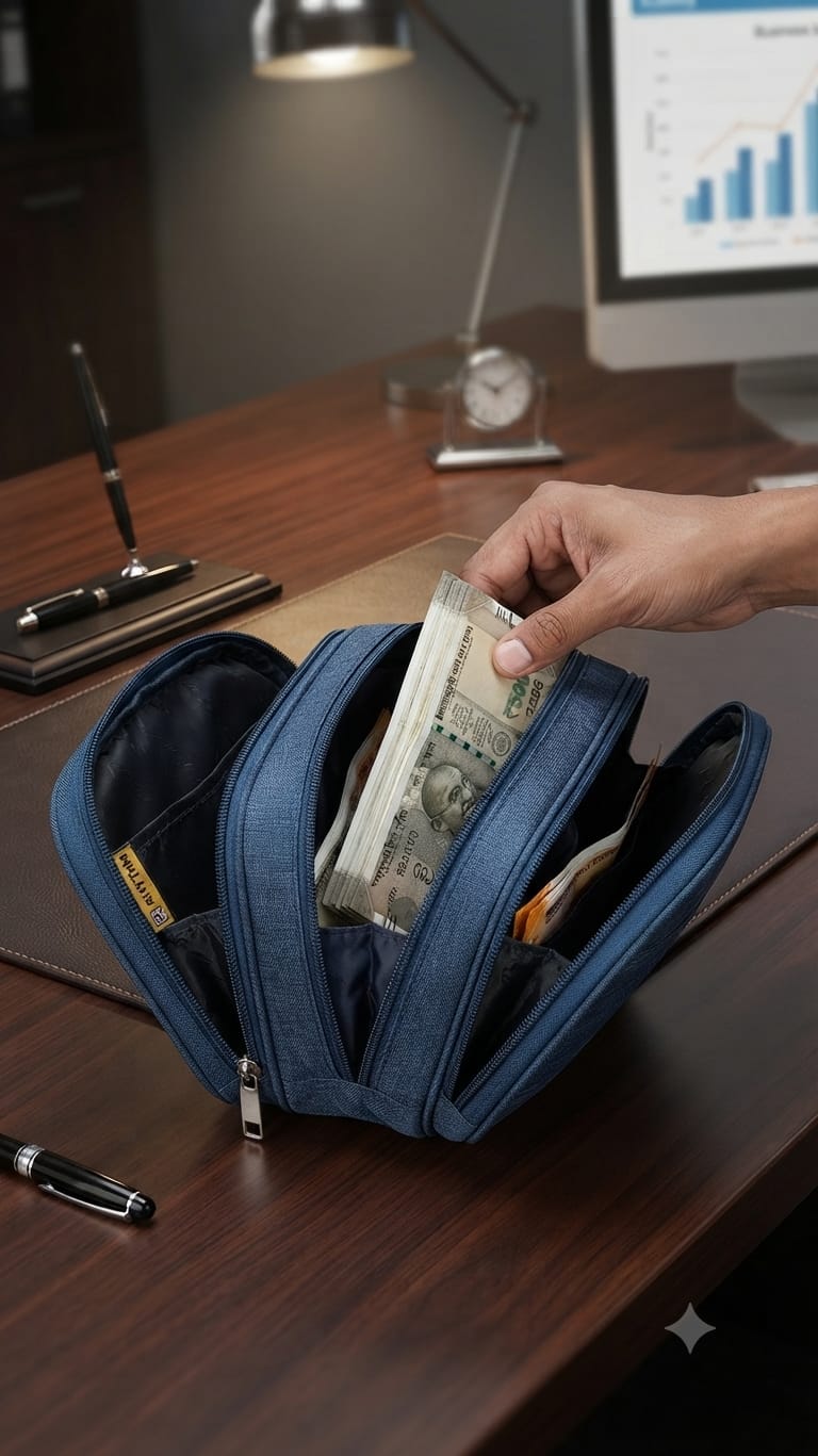Rytham Premium Pure Sateen Shaving & Accessories Travel Kit | 3-Zip Multi-Compartment Toiletry & Pouch Organizer