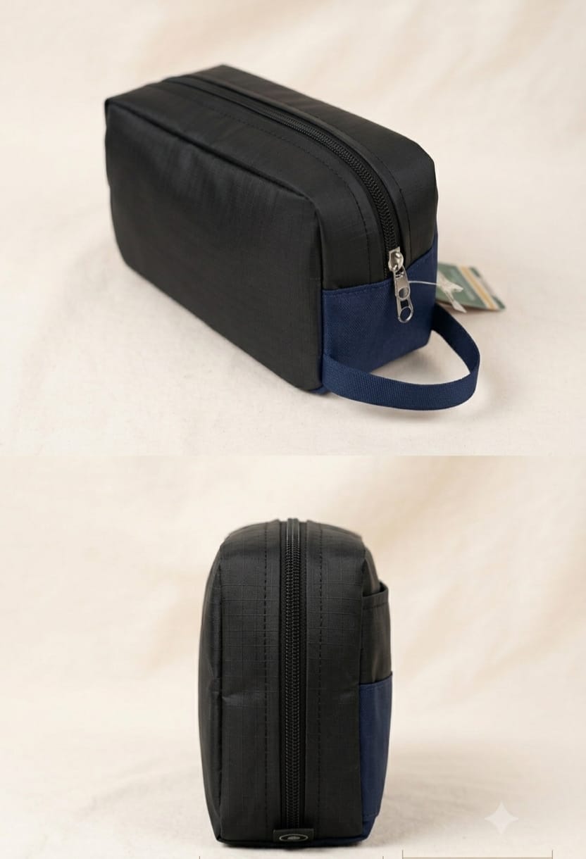 Rytham Heavy Fabric Shaving & Accessories Travel Kit | 3-Zip Multi-Compartment Pouch Organizer