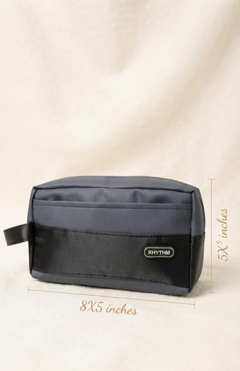 Rytham Heavy Fabric Shaving & Accessories Travel Kit | 3-Zip Multi-Compartment Pouch Organizer