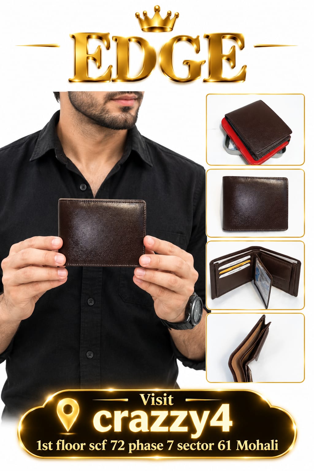 Edge Premium Pure Leather Men’s Wallet | Multi-Card Slot Classic Bifold Wallet