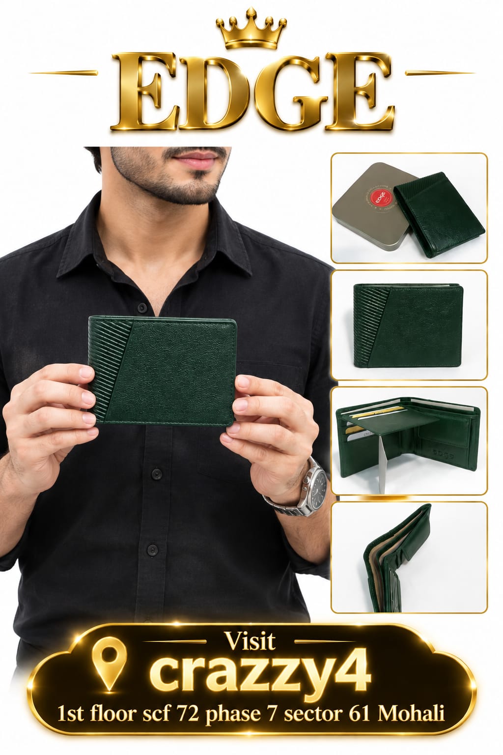 Edge Premium Pure Leather Men’s Wallet | Multi-Card Slot Classic Bifold Wallet