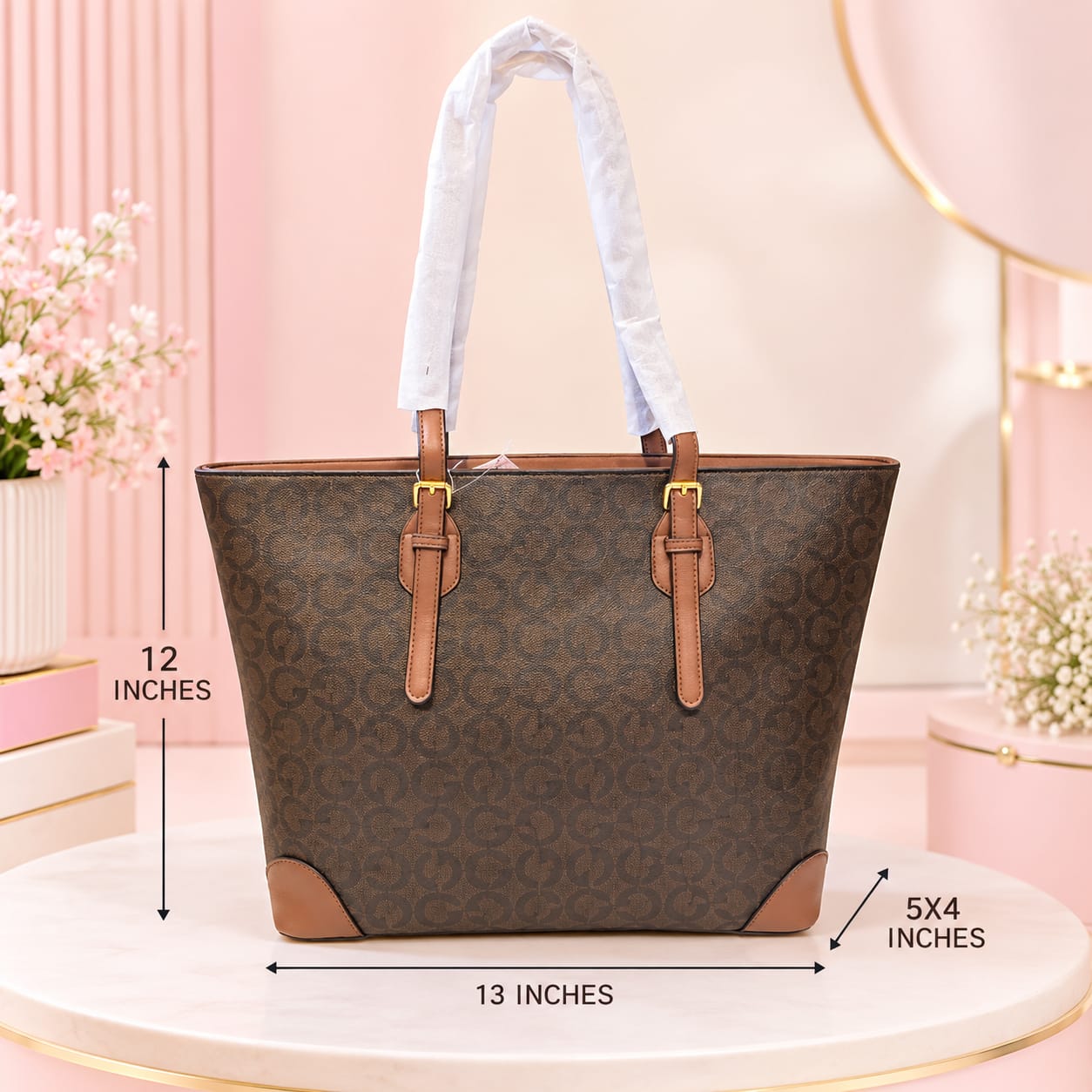 Adda & Perris Premium PU Leather Tote Bag for Women | 2-Compartment Office & Travel Carryall
