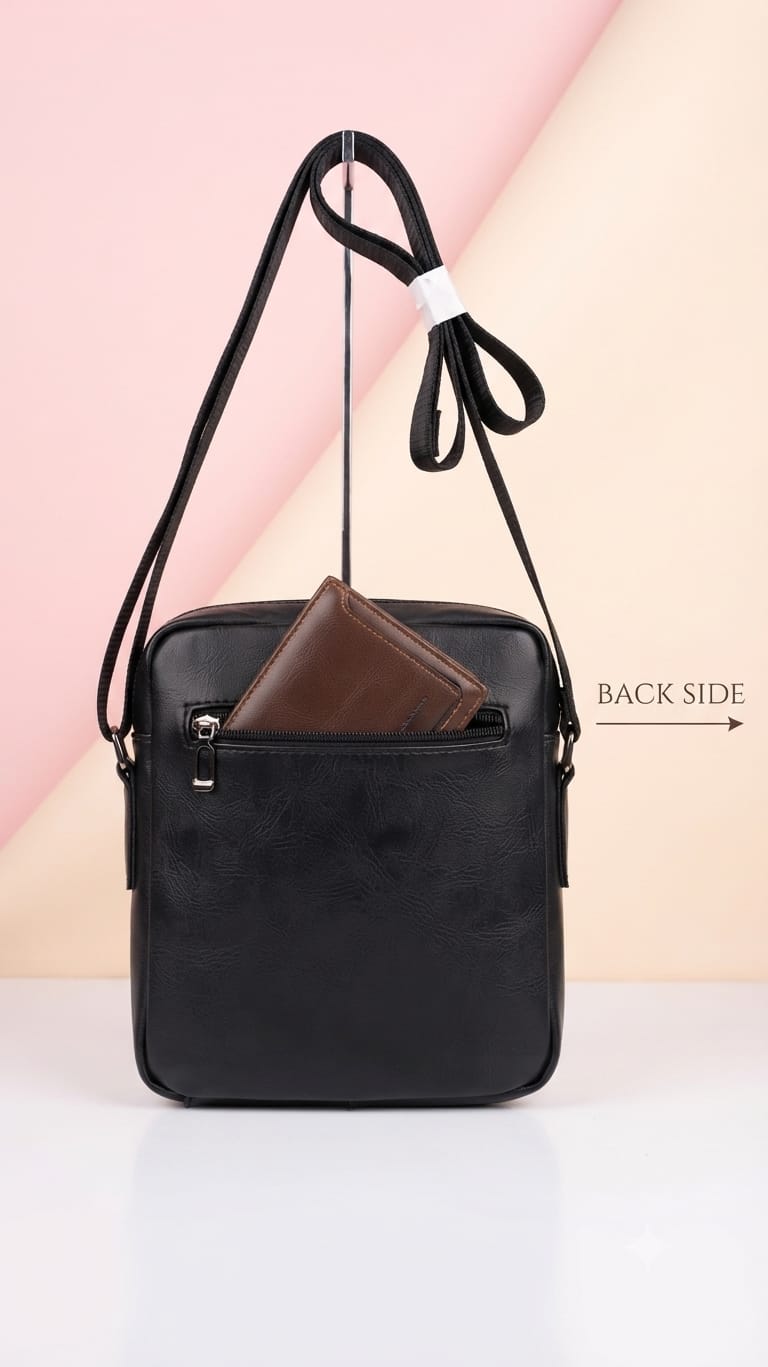 Jeep Premium PU Leather Side Bag for Men | Compact Crossbody & Messenger Bag for Travel & Office