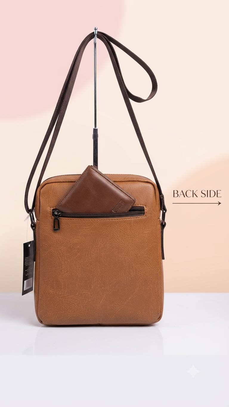 Jeep Premium PU Leather Side Bag for Men | Compact Crossbody & Messenger Bag for Travel & Office
