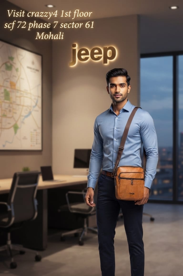Jeep Premium PU Leather Side Bag for Men | Compact Crossbody & Messenger Bag for Travel & Office