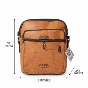 Jeep Premium PU Leather Side Bag for Men | Compact Crossbody & Messenger Bag for Travel & Office