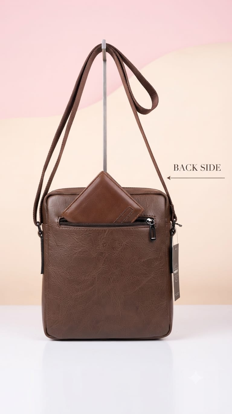 Jeep Premium PU Leather Side Bag for Men | Compact Crossbody & Messenger Bag for Travel & Office