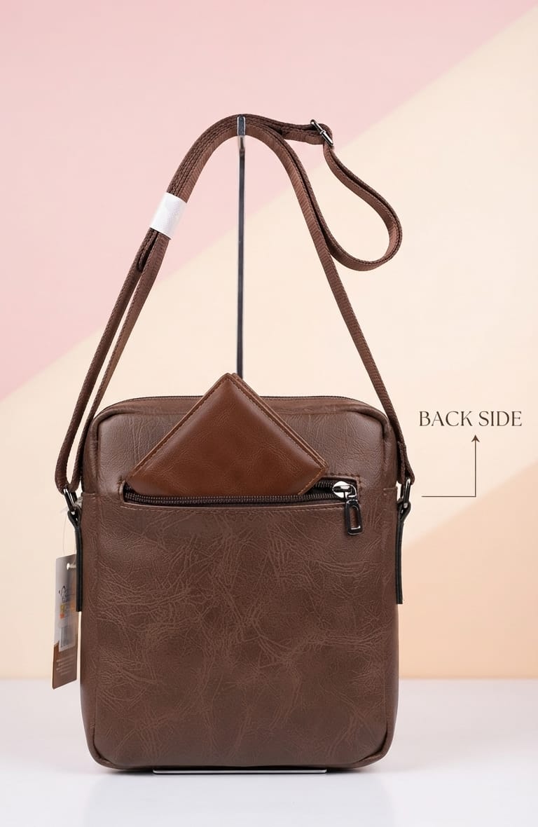 Jeep Premium PU Leather Side Bag for Men | Compact Crossbody & Messenger Bag for Travel & Office