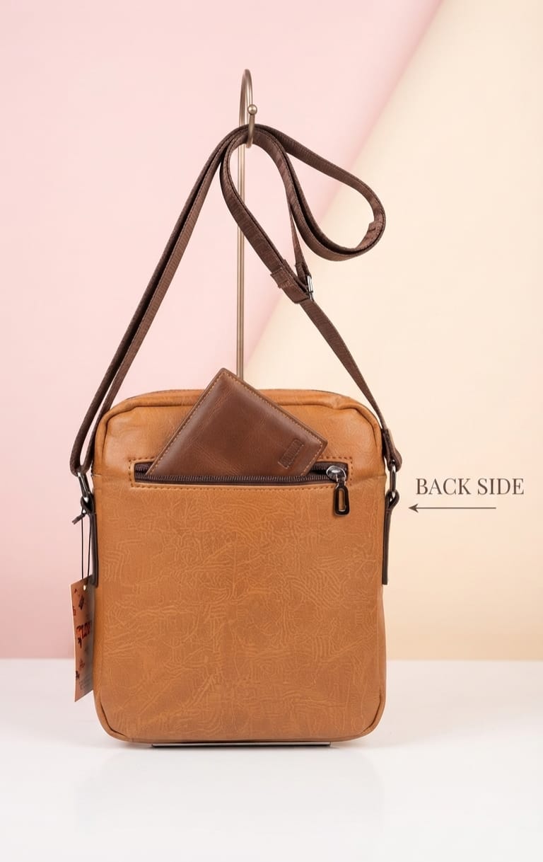 Jeep Premium PU Leather Side Bag for Men | Compact Crossbody & Messenger Bag for Travel & Office