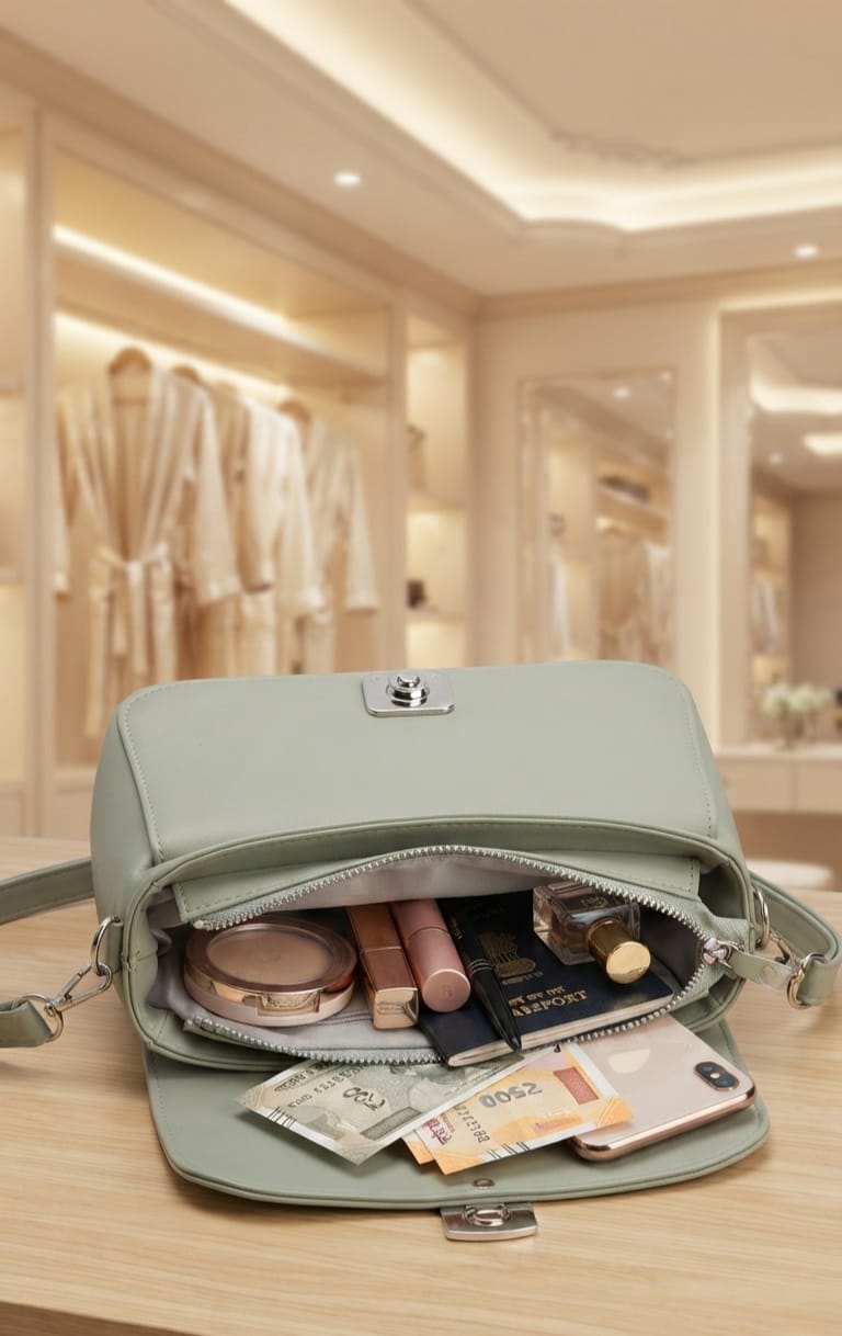 Imported High-End PU Leather Sling Bag for Girls & Women | 3-Compartment Crossbody Bag for Any Occasion