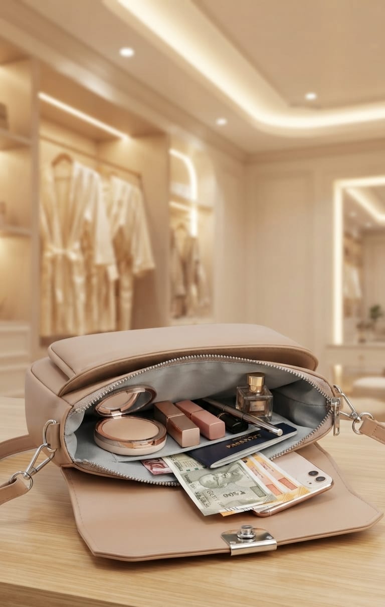 Imported High-End PU Leather Sling Bag for Girls & Women | 3-Compartment Crossbody Bag for Any Occasion