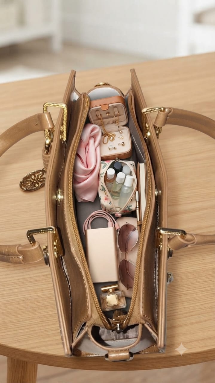 PURZELLA High-End Leatherette Party Handbag for Women | 3-Compartment Shoulder Bag for Any Occasion