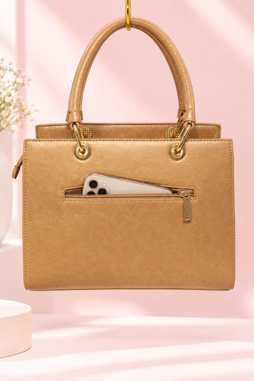 PURZELLA High-End Leatherette Party Handbag for Women | 3-Compartment Shoulder Bag for Any Occasion