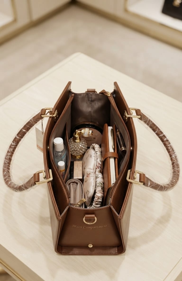 PURZELLA High-End Leatherette Party Handbag for Women | 3-Compartment Shoulder Bag for Any Occasion