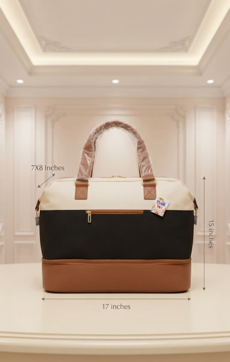 Imported High-End Travel Duffle & Multi-Purpose Carryall Bag | 3-Compartment Shopping & Weekender Holdall