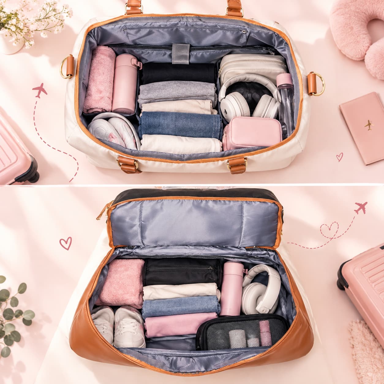 Imported High-End Travel Duffle & Multi-Purpose Carryall Bag | 3-Compartment Shopping & Weekender Holdall