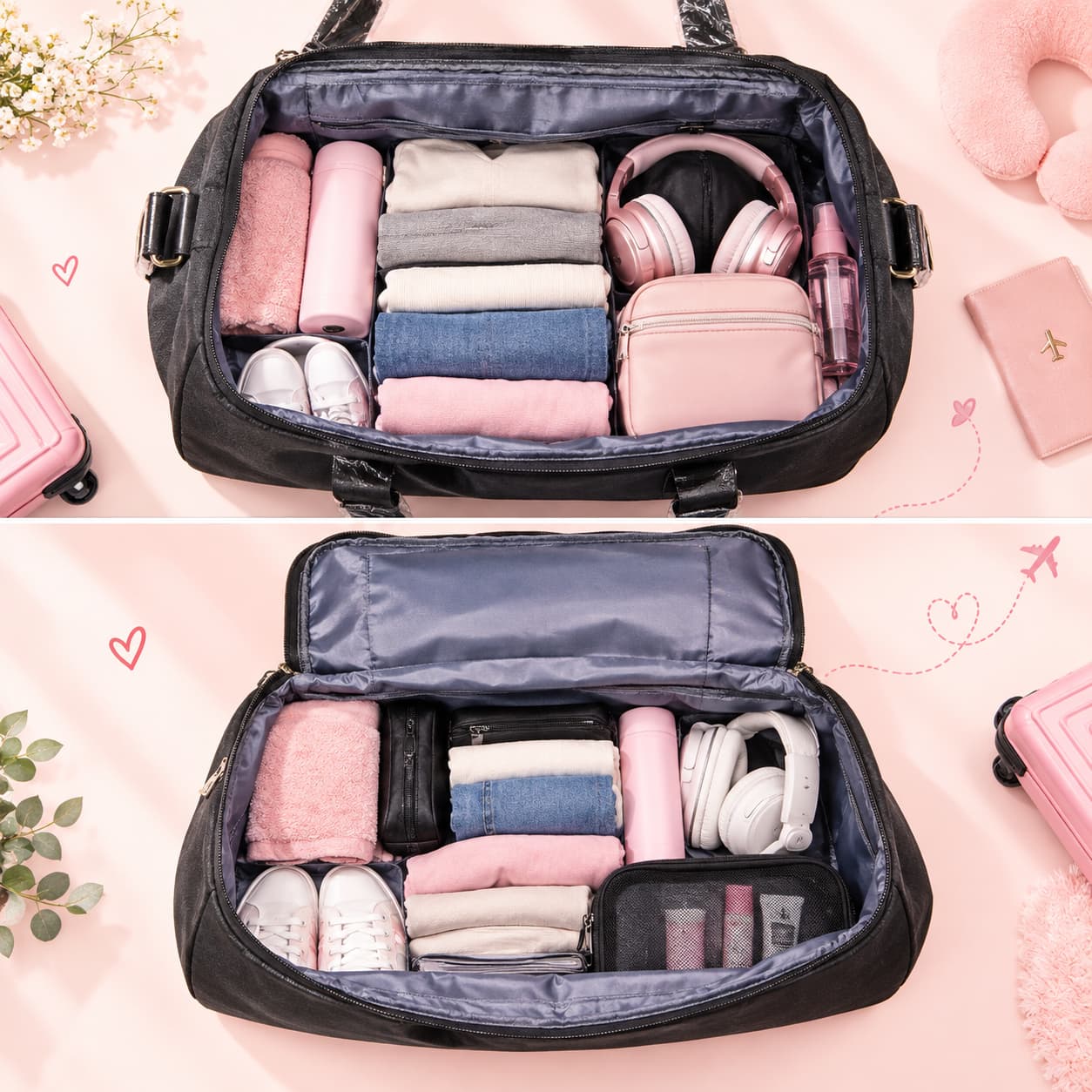 Imported High-End Travel Duffle & Multi-Purpose Carryall Bag | 3-Compartment Shopping & Weekender Holdall