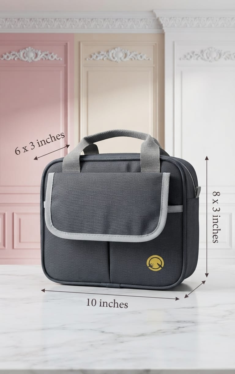 Imported Heavy Matty Insulated Lunch Bag for Office, School & Picnic | Compact Tiffin Carrier & Meal Organizer Pouch