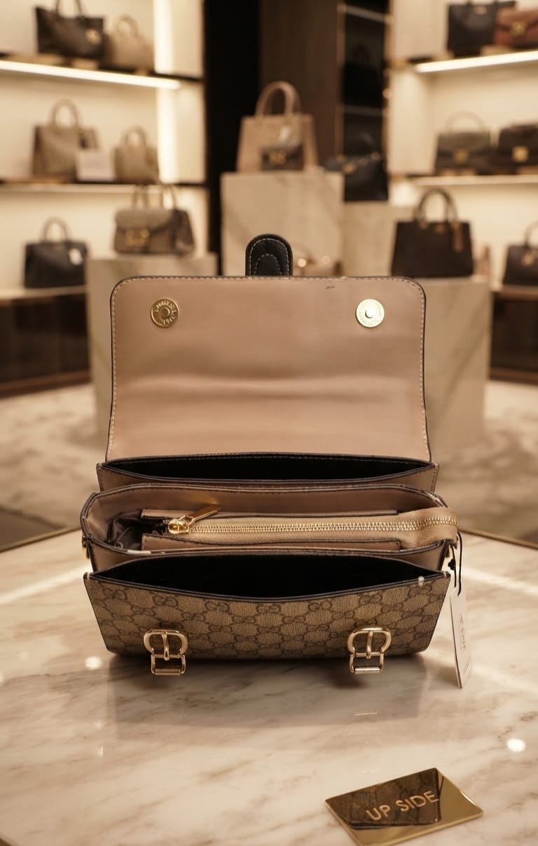 Imported High-End Crossbody Sling Bag for Women | 3-Compartment Shoulder Bag with Top Flap & Zip
