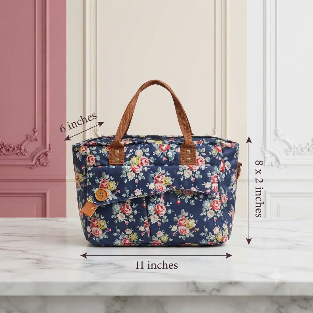 Imported Heavy-Duty Thermal Insulated Lunch Bag for Office, School & Picnic | Printed Tiffin Carrier & Meal Organizer Pouch