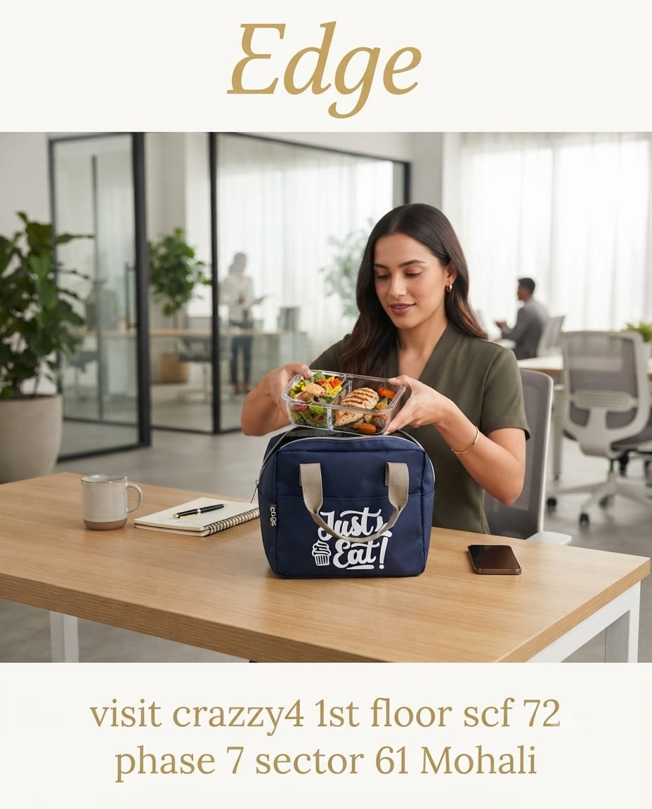 Edge Heavy Matty Insulated Lunch Bag for Office, School & Picnic | Compact Tiffin Carrier & Meal Organizer Pouch