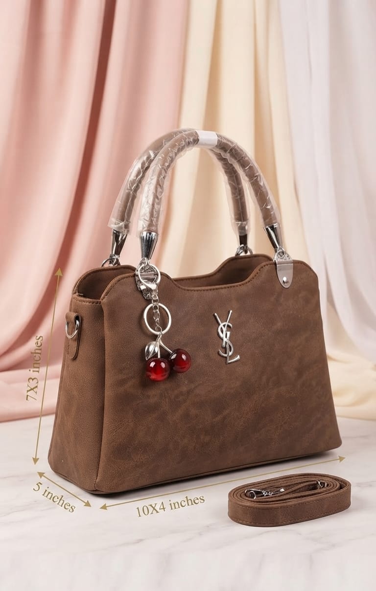 Imported Premium PU Leather Handbag for Women | 3-Compartment Shoulder Bag for Party & Office
