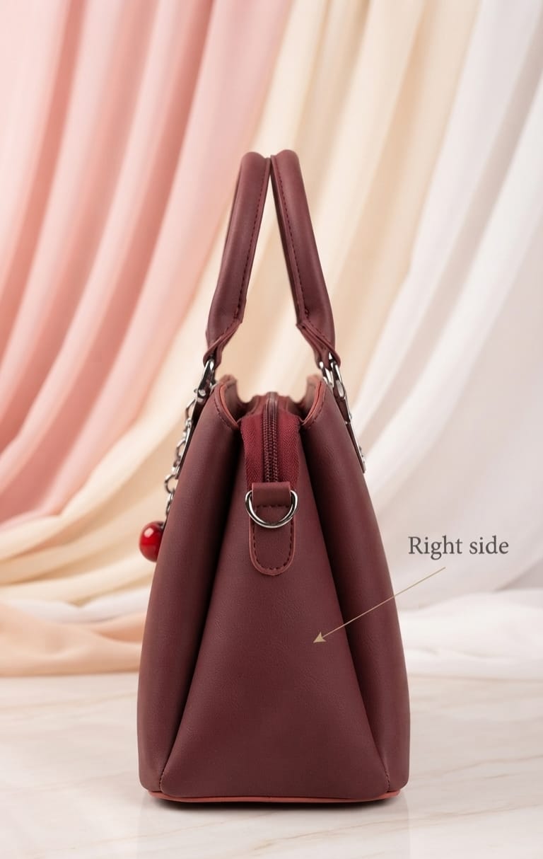 Imported Premium PU Leather Handbag for Women | 3-Compartment Shoulder Bag for Party & Office