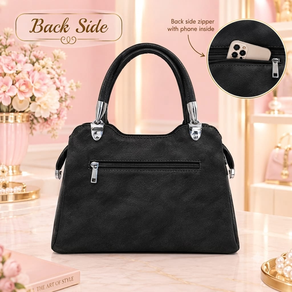 Imported Premium PU Leather Handbag for Women | 3-Compartment Shoulder Bag for Party & Office