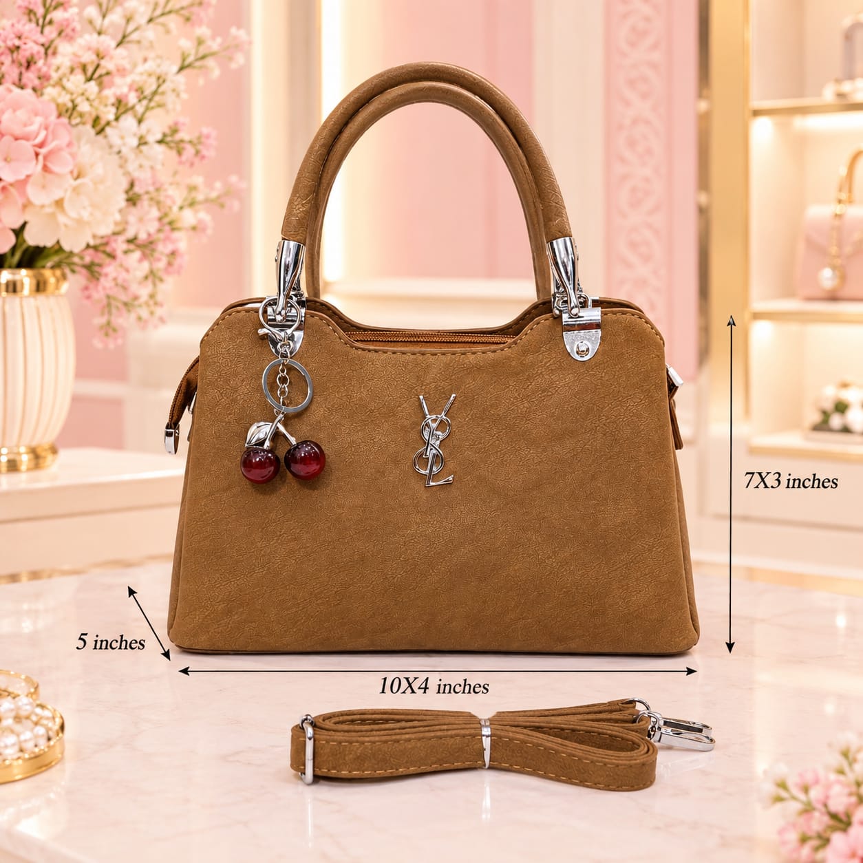 Imported Premium PU Leather Handbag for Women | 3-Compartment Shoulder Bag for Party & Office