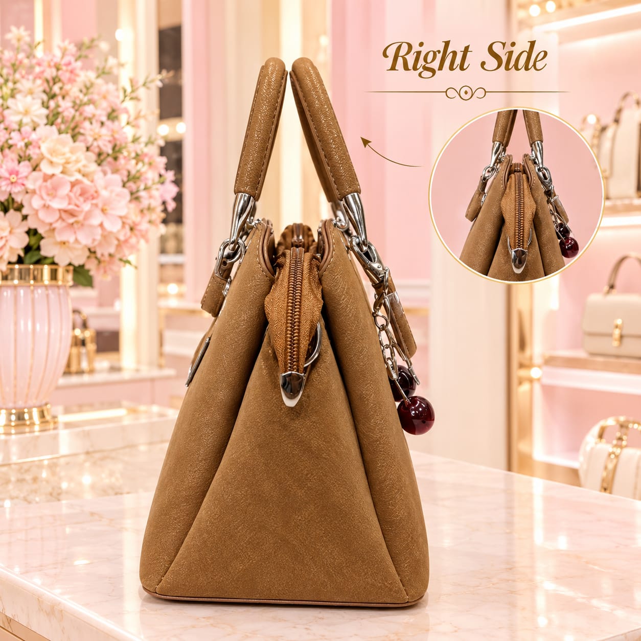 Imported Premium PU Leather Handbag for Women | 3-Compartment Shoulder Bag for Party & Office